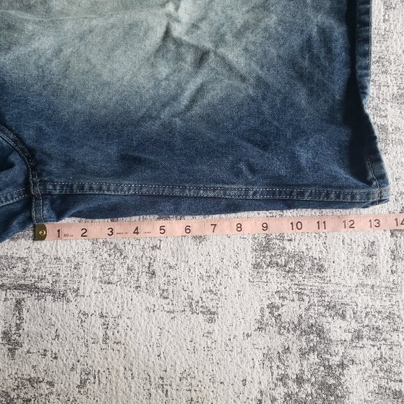 EMPYRE Phat Wide Leg Oversize Skate Y2K Rave Dark Blue Denim Jean Shorts - Picture 11 of 13